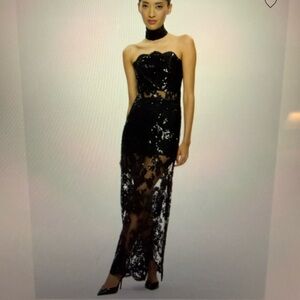 Alice + Olivia Strapless Georgie Embellished Gown